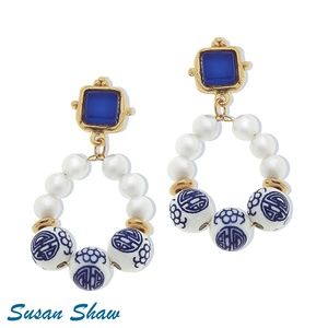 Blue & White Charlotte loop Earrings